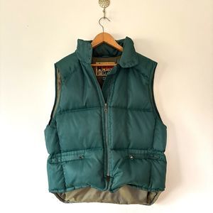 Vintage Gap Down Puffer Vest Men Large Alpine 317 Racing Series Stow Away Hood